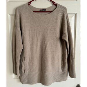 Lafayette 148 wool Pullover Sweater‎ Size M/L in Beige Kangaroo Pocket j2